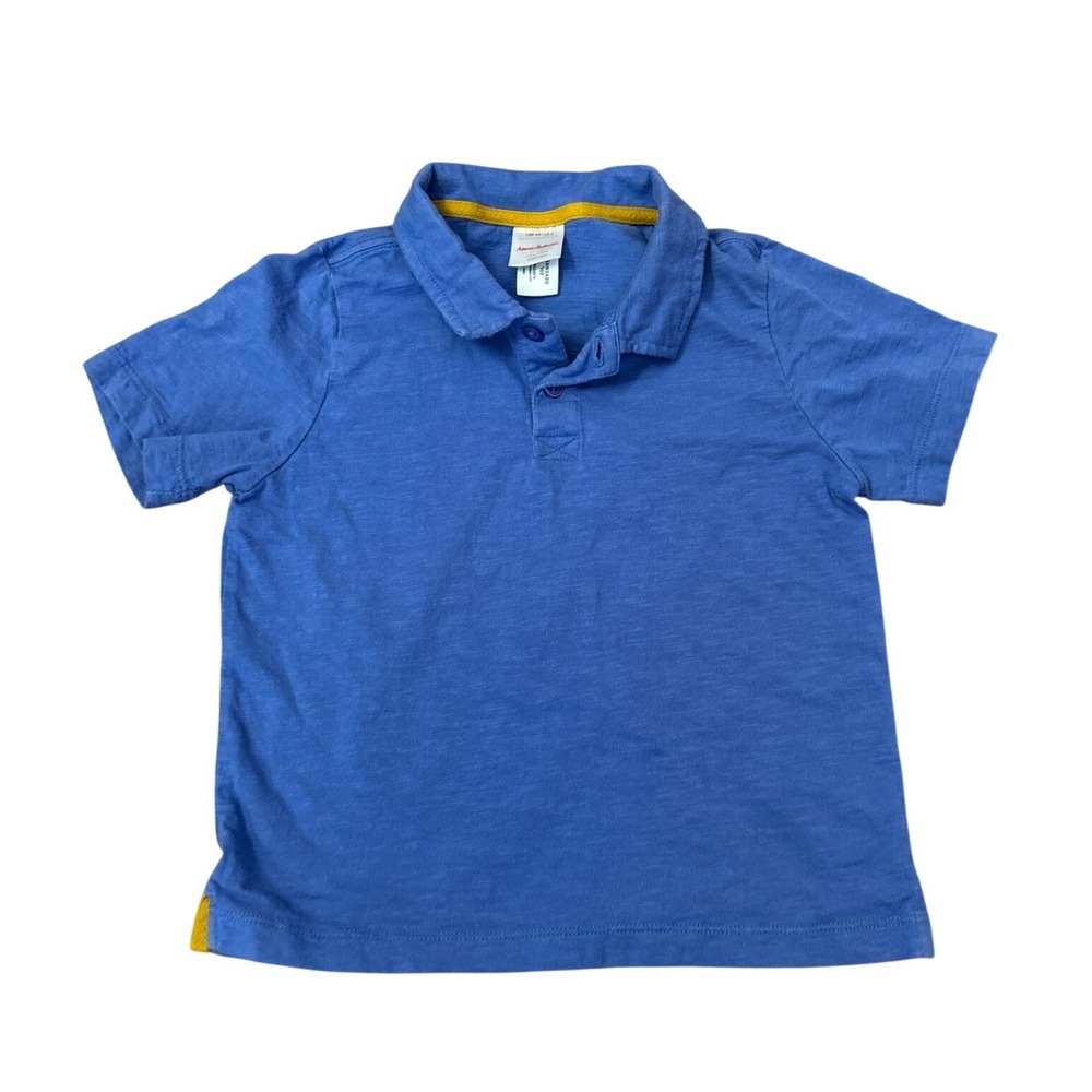 Hanna Andersson Polo Shirt Boys Blue Slub Knit Short Sleeve SIZE 4